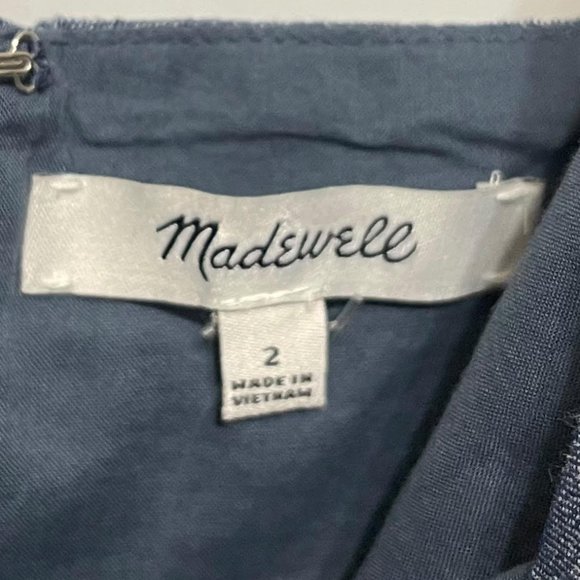 Madewell Size 2 Blue Bow Cutout Pleated Cotton Cami Dress NEW WITH TAGS - Picture 4 of 7